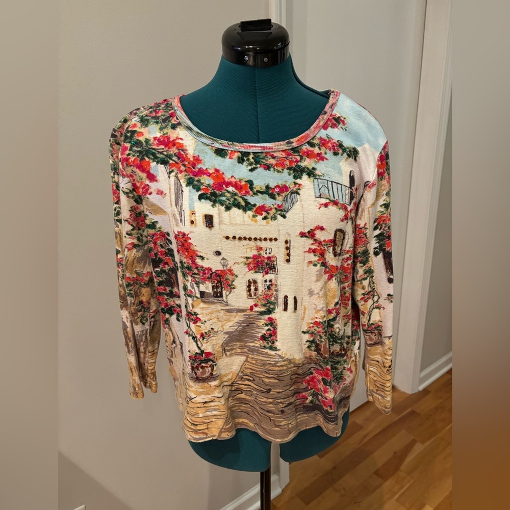 💗🍃Draper's & Damon's Floral Top Town Print, M petite